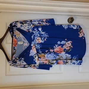 Bellamie brand, off-the-shoulder blue & floral top, size L
